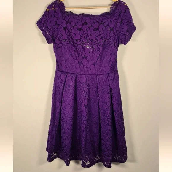 Missmay | Dresses | Brand New Missmay Women Purple Floral Lace Kneelength  Swing Dress Size Large | Poshmark